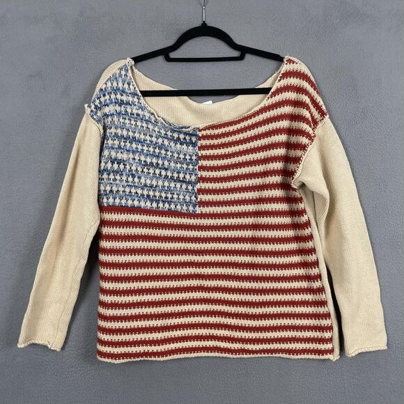 Venus Sweater Womens Medium American Flag Pullover Stars Stripes Knit Patriotic - Picture 1 of 8